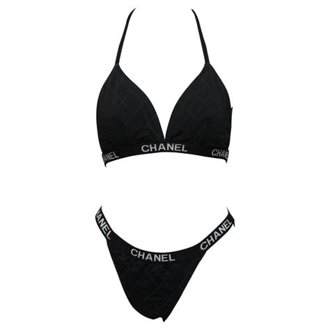 chanel black swimsuit|chanel bikini peach.